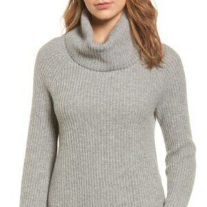 Halogen 100% cashmere Ribbed Turtleneck Knit Beige Sweater Size XS